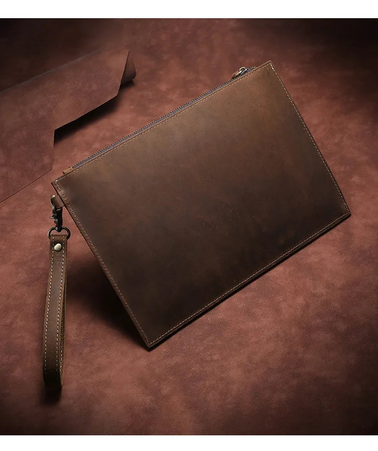 New Real Leather Handbag for Men Day Clutches Luxury Wristlet Coin Card Holders Zipper Clutch Designer Men's Wallets Purse Bolso