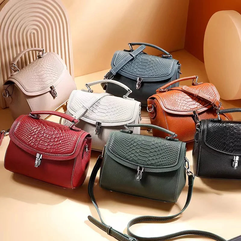 Women's Mini Bag Genuine Leather Lady Handbag Female Crocodile Pattern Crossbody Shoulder Bag Fashion Trend Small Flap Messenger