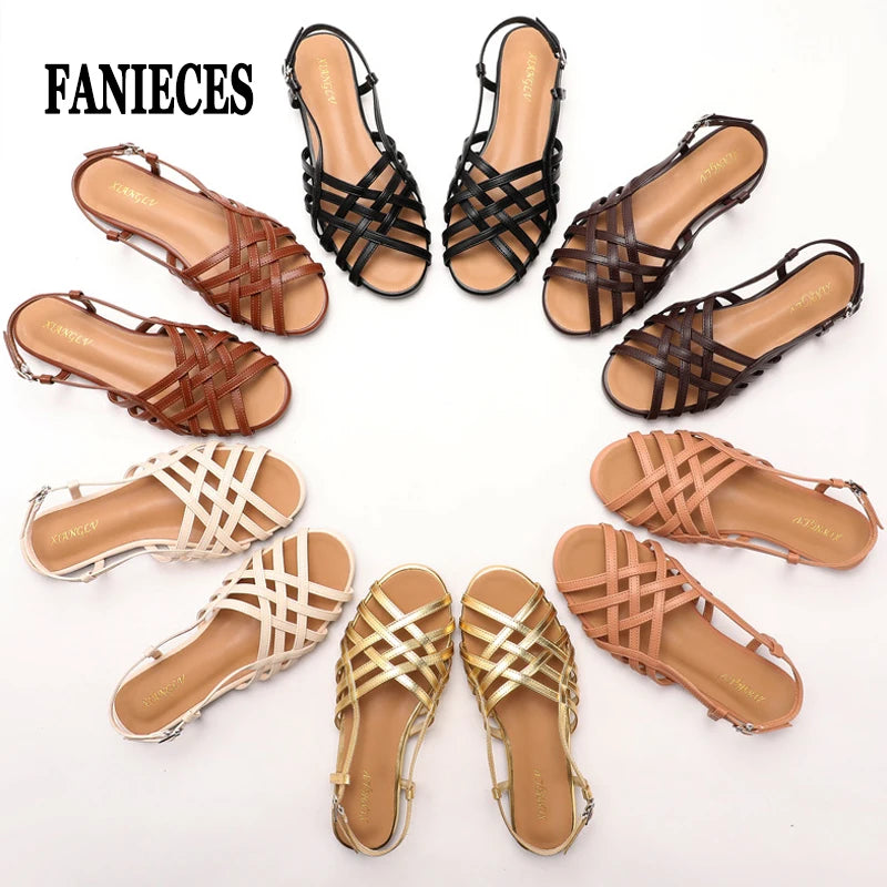 Women Roman Gladiator Flat Sandals Summer Soft Bottom Open Toe Narrow Band Weave Casual Shoes Plus Size Sandalias босоножки