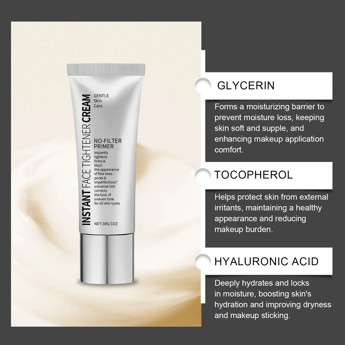 Face Tighten Cream Face Primer Moisturizer Pre-Makeup Isolation Hydrating Base Smoothing Fine Lines Firming Brightening Face Ski