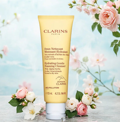 Clarins Gentle Foaming Cleanser 125ml for Normal to Dry Skin Cottonseed Hydrating Face Wash Soap Free Made in France