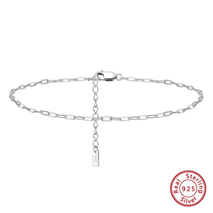 Rinntin Italian Sparkle Mirror Link Chain Anklet Women's 925 Silver Summer Foot Chain Bracelet Fashion Ankle Straps Jewelry SA29