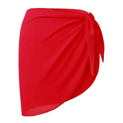 Women Short Sarong Skirt Chiffon Beach Coverup Scarf Wrap For Swimsuit Cover Short Beach Wear