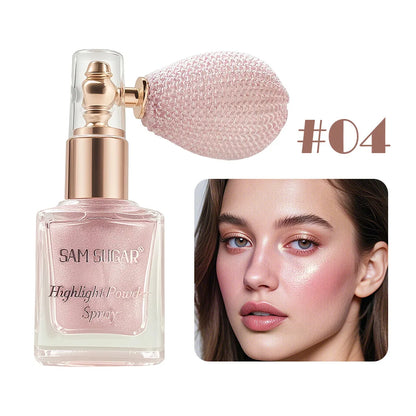 Face & Body Shimmer Spray, Contour Highlight Powder Mist, Ultra-Fine Glitter for Cheekbones Legs Body, Dewy Makeup Setting Spray