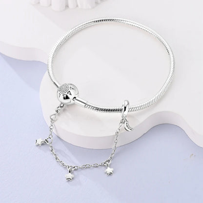 925 Sterling Silver Travel Plane Snake Basic Chain Cat and Moon Bracelet fit Original Charm Beads DIY Women Design Jewelry Party