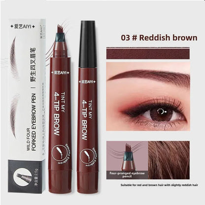 Waterproof Eyebrow Pen, Microblading Eyebrow Pencil With 4 Split Head, Natural Looking Brows Makeup ( 5 Colors)