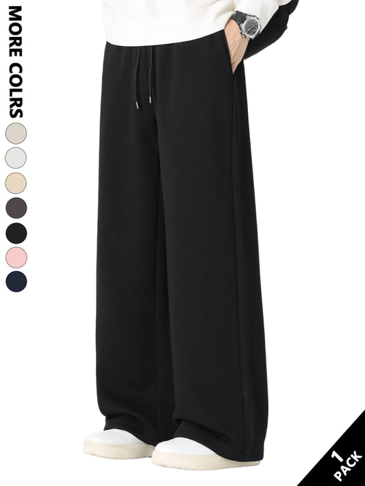 Men's Solid Color Casual Pants, Comfortable and Breathable, Straight-Leg for a Neat Look, Suitable for Daily Commuting, Casual Dates, Gatherings with Friends, Weekend Trips, Street Wear, and Short Trips