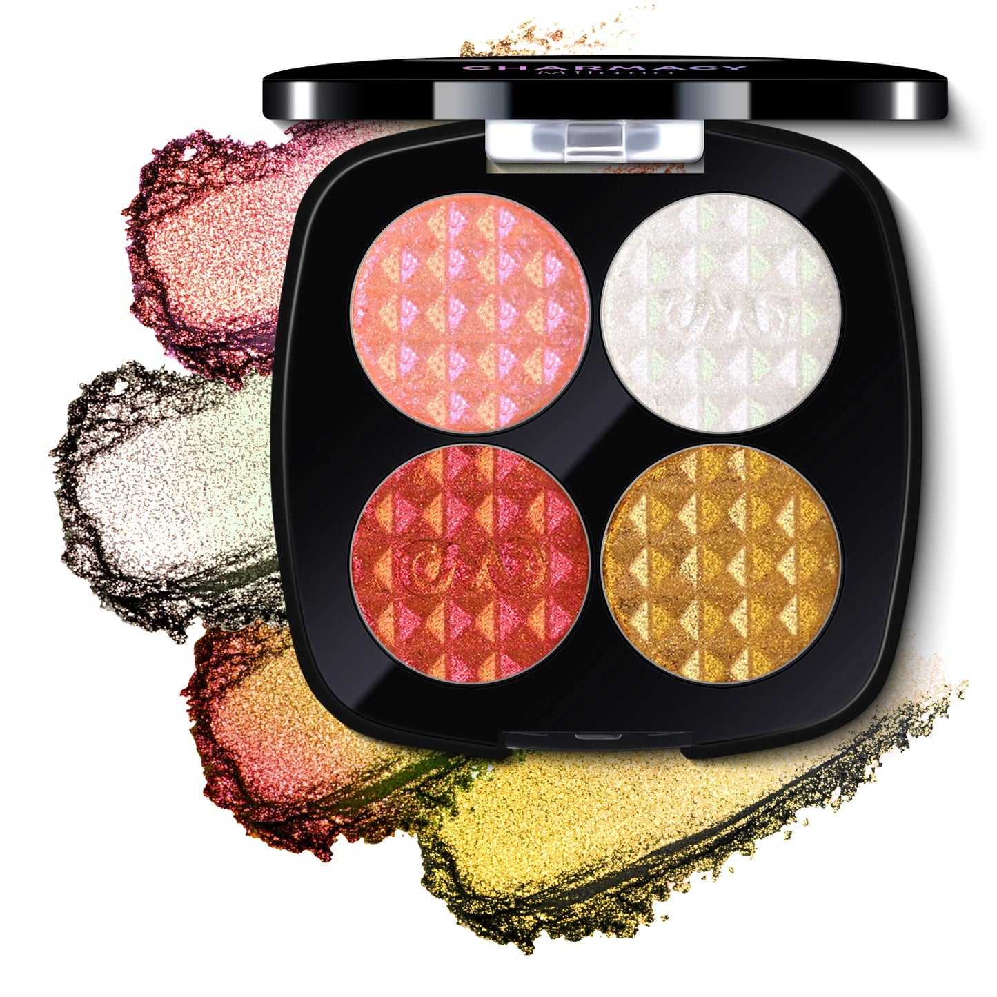 CHARMACY 4 Colors Duochrome Eyeshadow Palette Vegan Shimmer Multichrome Long-lasting Eye Shadow Cosmetic Makeup for Women