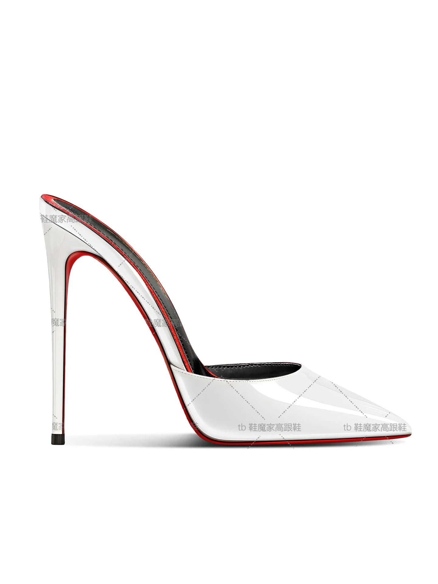 2025 New Style Baotou Sandals for Women, 12cm Pointed Red Bottom High Heels, Ultra fine Heels, Half Slippers for External Wear