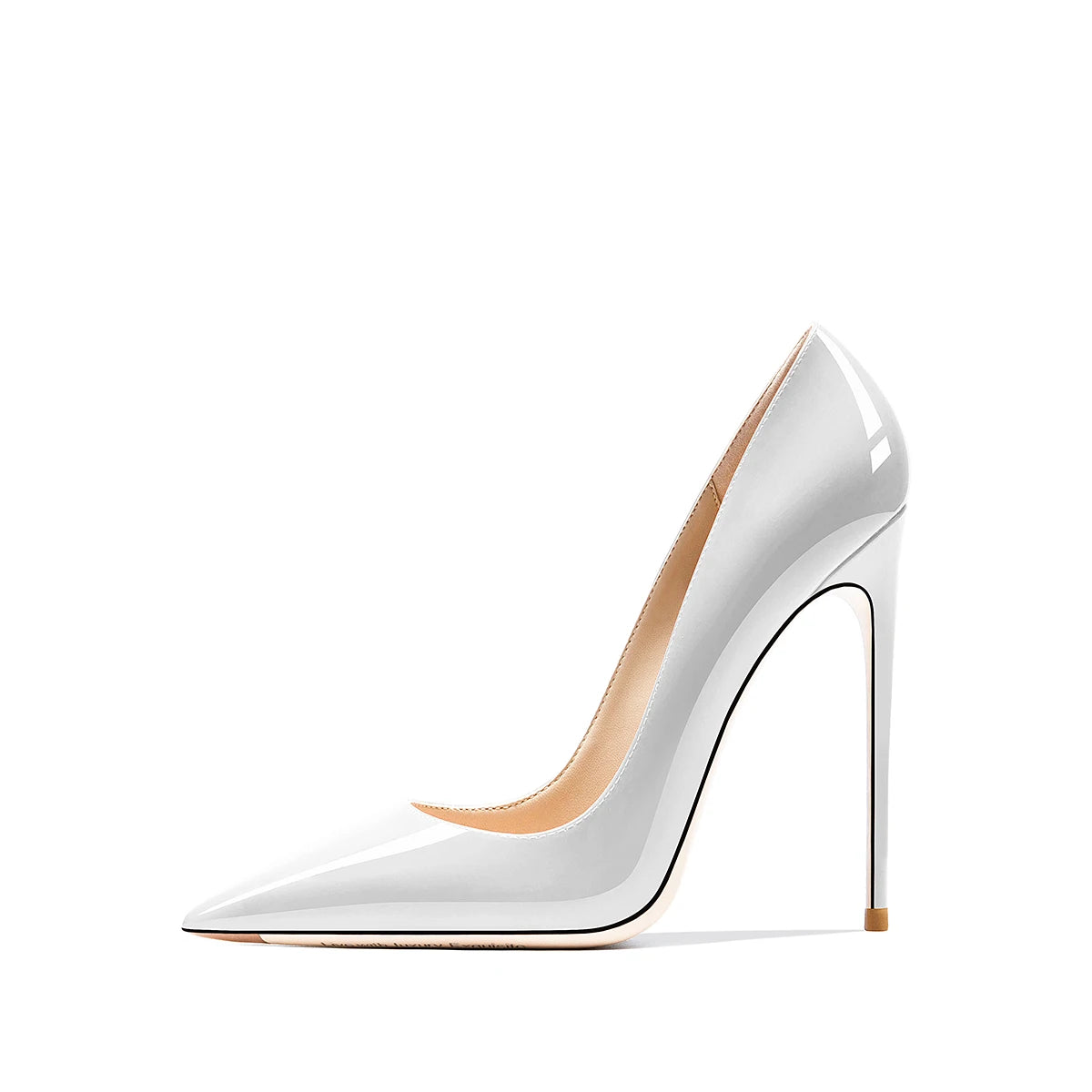 HLTINO Navy Blue Bright Shoes for Spring Summer Women Patent Leather High Heels Pointed Toe Sexy White Autumn Pumps