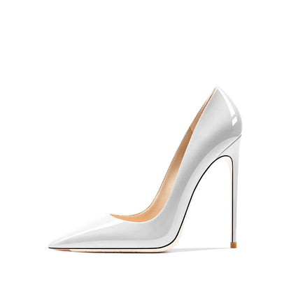 HLTINO Navy Blue Bright Shoes for Spring Summer Women Patent Leather High Heels Pointed Toe Sexy White Autumn Pumps