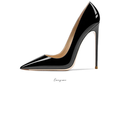 HLTINO Navy Blue Bright Shoes for Spring Summer Women Patent Leather High Heels Pointed Toe Sexy White Autumn Pumps