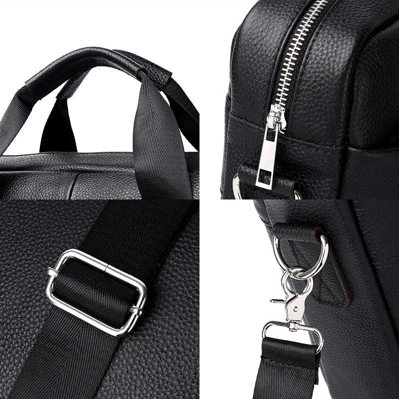 SCHLATUM Genuine Leather Briefcases Hard For Men Luxury Handbags Laptop Briefcase Bags 15.6 Inch Office Bussiness Computer Bag