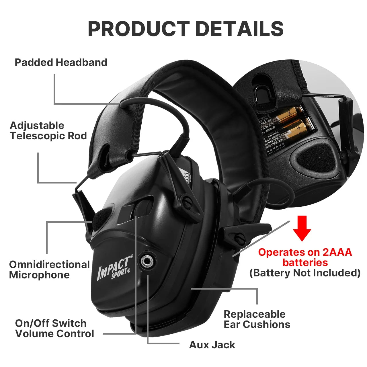 Tactical Electronic Shooting Earmuff Case Anti-noise Headphone Sound Amplification Hearing Protection Headset Foldable with Bag