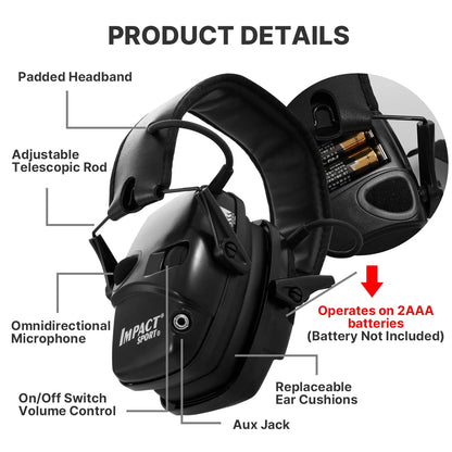 Tactical Electronic Shooting Earmuff Case Anti-noise Headphone Sound Amplification Hearing Protection Headset Foldable with Bag