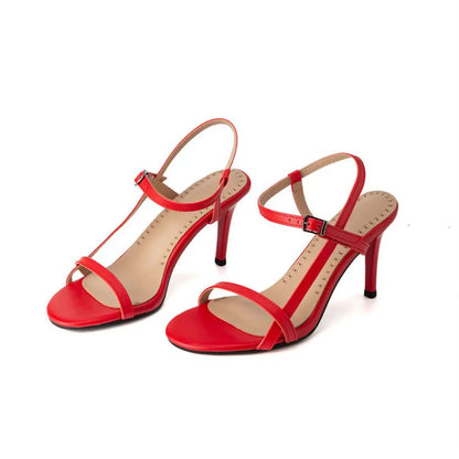 Peep Toe Ankle Strap Heeled Sandals for Women Open Toe Thin Heel Shoes Green Nude Red Silver White Black Plus Size 33-54 H1689