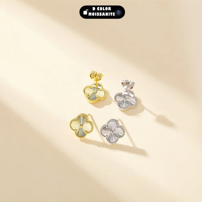 S925 Sterling Silver Ancient Chinese Four Petal Flower Stud Earrings Wholesale Vintage Radial Texture Jewelry For Women