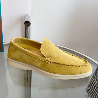 High Quality Men's walking driving shoes Unisex All genuine leather loafer Sheepskin suede Flat casual women's shoes large size