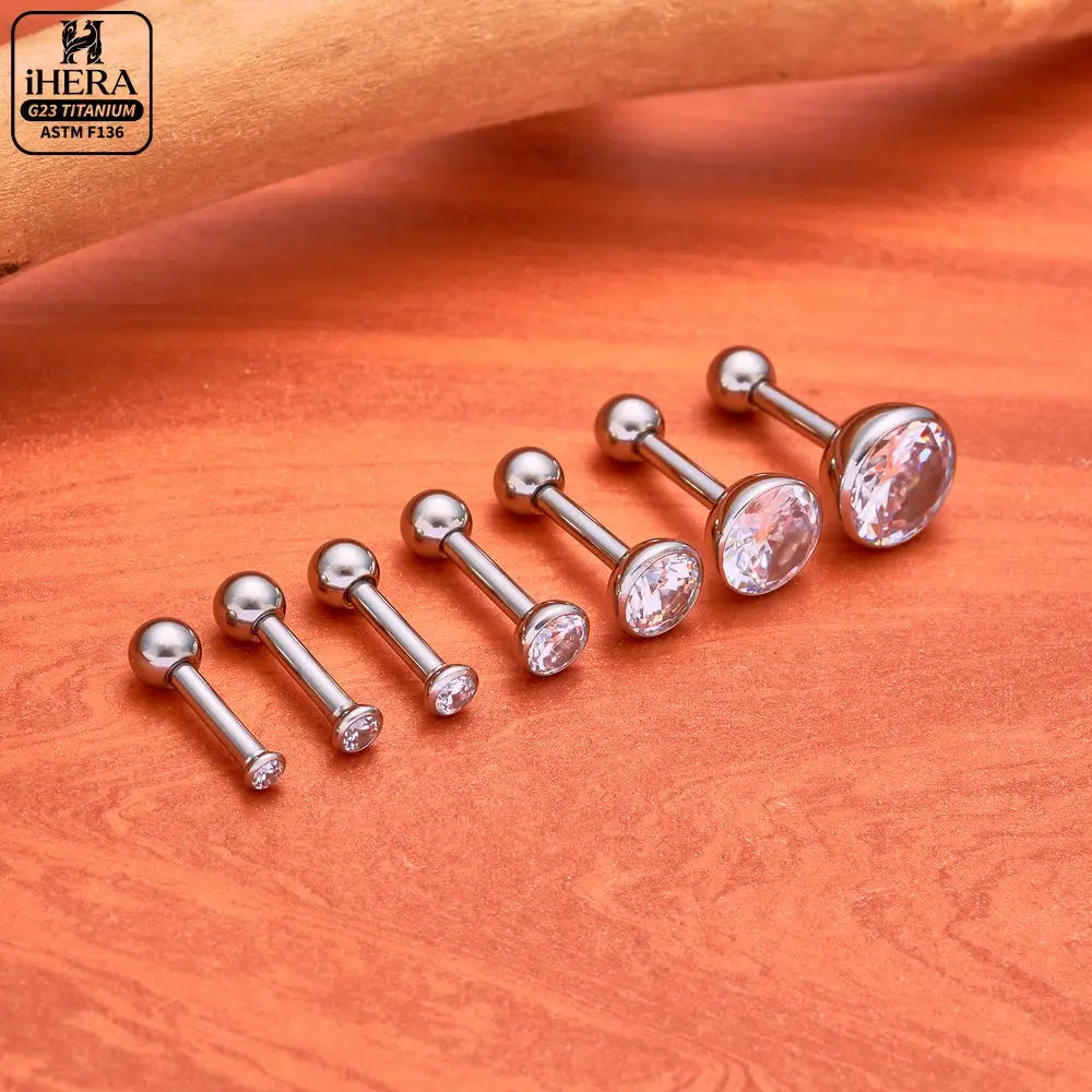 ASTM F136 Titanium Piercing Round Bowl Shaped Screw Labret Earring Set Lip Ring Cartilage Tragus Conch Jewelry Helix Nose Studs