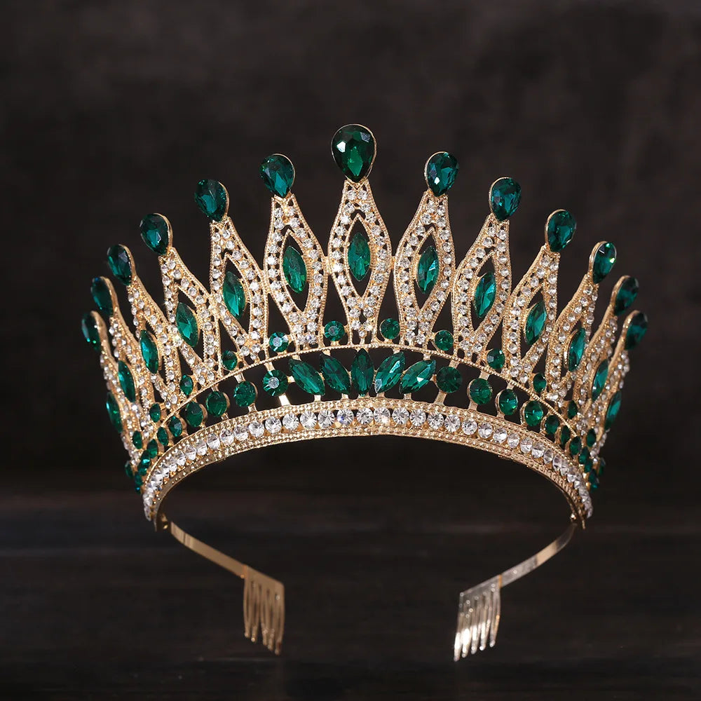 KMVEXO Baroque Queen Large Crystal AB Crowns For Bridal Women Girls Wedding Tiaras Diadem Comb Princess Party Hair Dress Jewelry