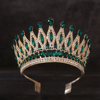 KMVEXO Baroque Queen Large Crystal AB Crowns For Bridal Women Girls Wedding Tiaras Diadem Comb Princess Party Hair Dress Jewelry