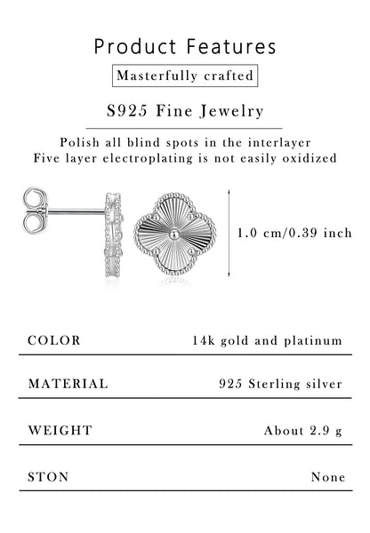 S925 Sterling Silver Ancient Chinese Four Petal Flower Stud Earrings Wholesale Vintage Radial Texture Jewelry For Women