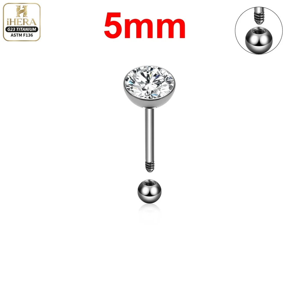 ASTM F136 Titanium Piercing Round Bowl Shaped Screw Labret Earring Set Lip Ring Cartilage Tragus Conch Jewelry Helix Nose Studs
