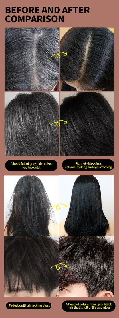 500ml Black Dyed Shampoo Instant Dye Covers Natural Gray Hair Shampoo Black Hair Dye Herbal Ginseng Ginger White Hair Dyed Black