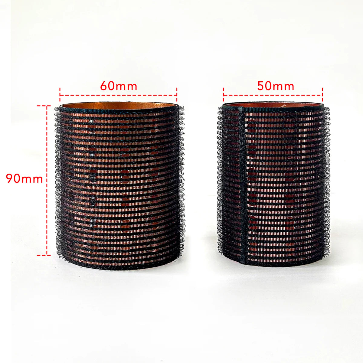 6pcs Large Roller Set Hook & Loop Aluminium Rose Gold Core Self Grip Rollers Ceramic Hot Thermal Volume Curler 90mm 1934