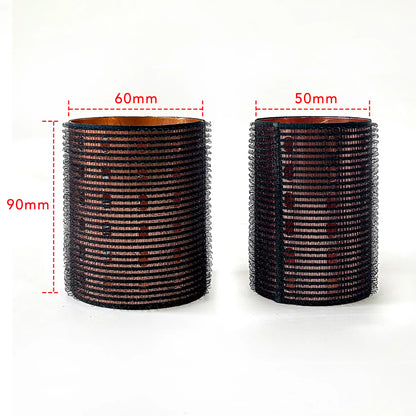 6pcs Large Roller Set Hook & Loop Aluminium Rose Gold Core Self Grip Rollers Ceramic Hot Thermal Volume Curler 90mm 1934