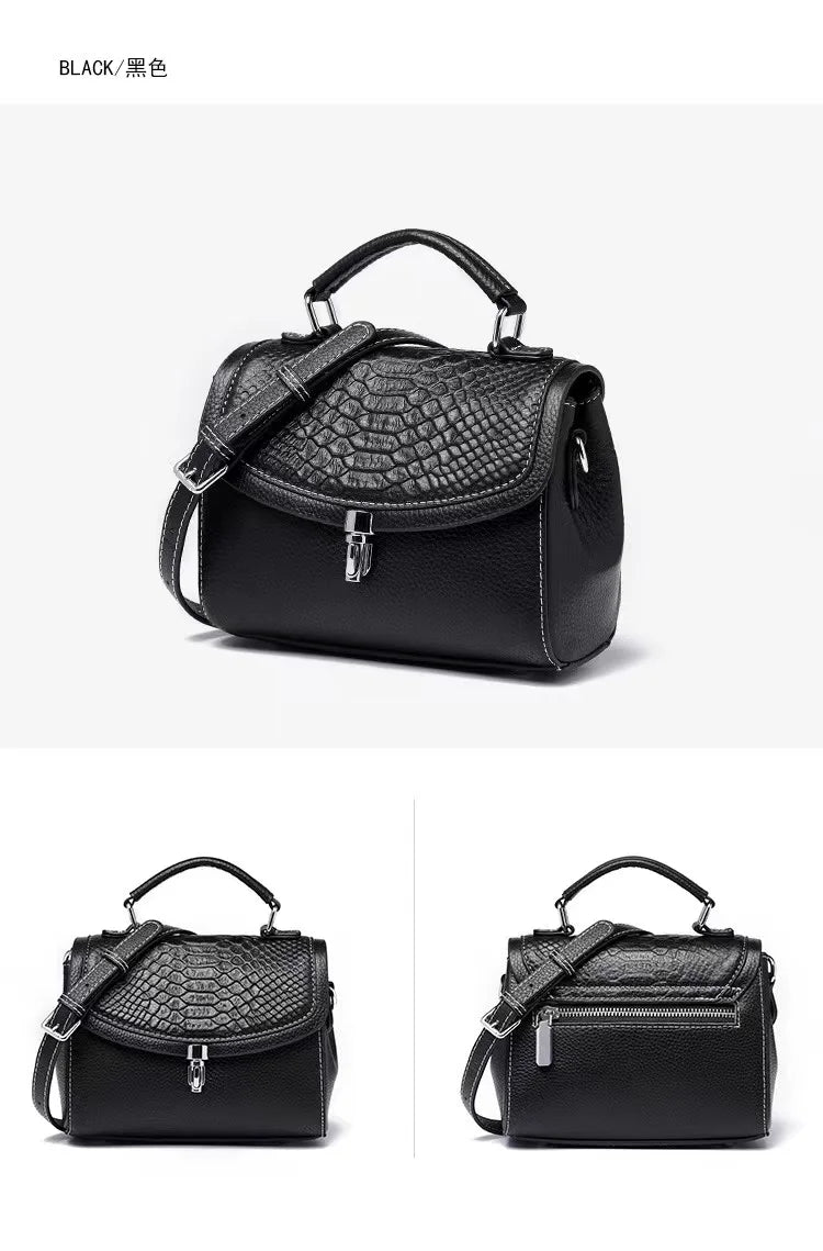 Women's Mini Bag Genuine Leather Lady Handbag Female Crocodile Pattern Crossbody Shoulder Bag Fashion Trend Small Flap Messenger