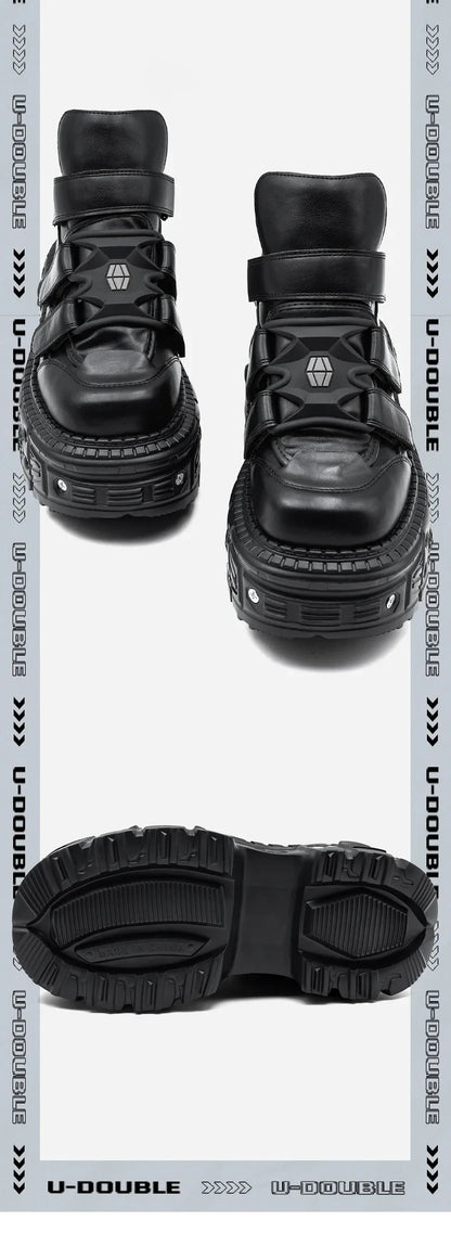 2026 New Punk Style Women Shoes Lace-up Heel Height 6CM Platform Shoes Woman Metal Decor Woman Sneakers Gothic Ankle Rock Boots