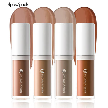 4-Color 3D Face Contour Liquid Bronzer Shade Smooth Highlight Mirror Lasting Natural Nose Shadow Waterproof Brighten Makeup