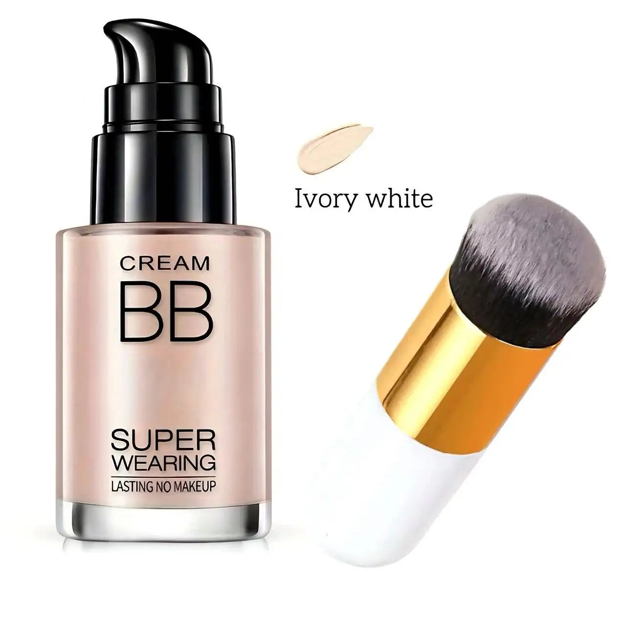 BB cream foundation (with brush) is waterproof, long-lasting, and moisturizing, suitable for all light skin tones.