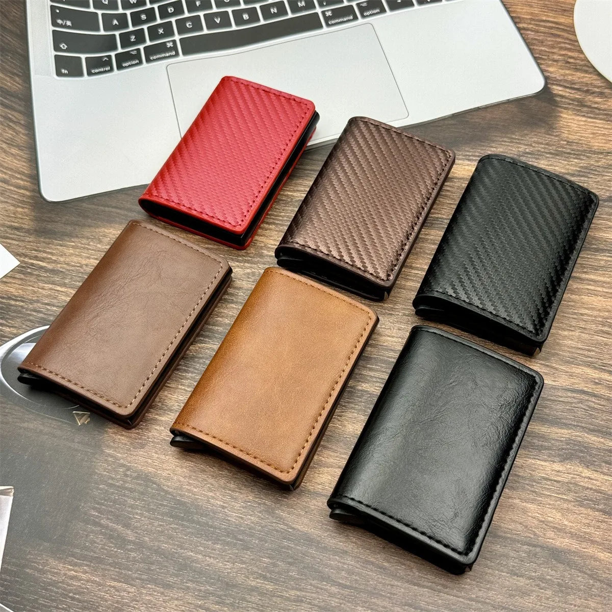 Men and women  Minimalist RFID Blocking Wallet-Automatic Pop-up Metal Credit Card Holder,Zipper Coin Purse Business Card Wallet