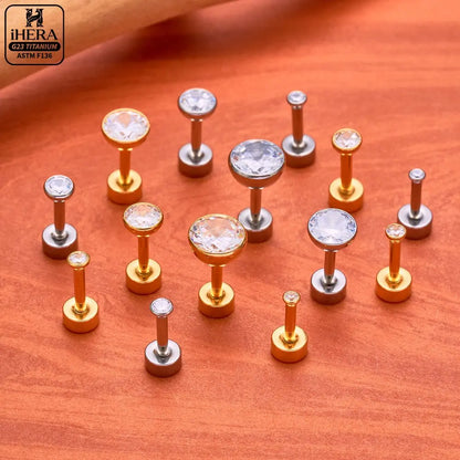 ASTM F136 Titanium Piercing Round Bowl Shaped Screw Labret Earring Set Lip Ring Cartilage Tragus Conch Jewelry Helix Nose Studs
