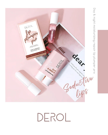 DEROL Day Night Moisturizing Lip Plumping Lipstick Primer Hydrating Watery Glossy Lip Gloss Mirror Jelly Longlasting Lip Stain