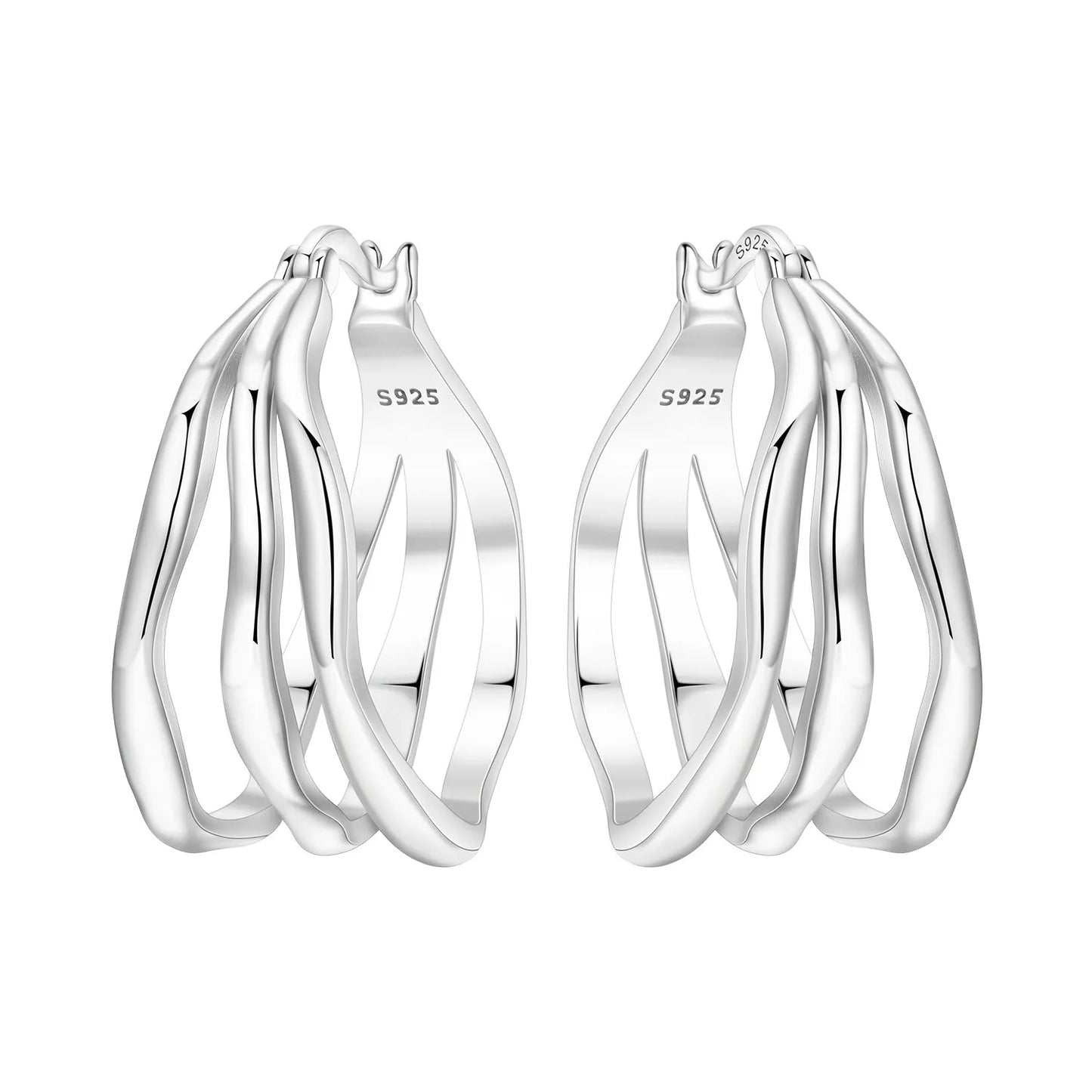 925 Sterling Silver Exquisite Multi-layer Ear Ring Jewelry Versatile Hoop Earrings For Women Jewelry Fine Birthday Party Gift