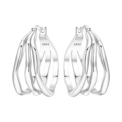 925 Sterling Silver Exquisite Multi-layer Ear Ring Jewelry Versatile Hoop Earrings For Women Jewelry Fine Birthday Party Gift