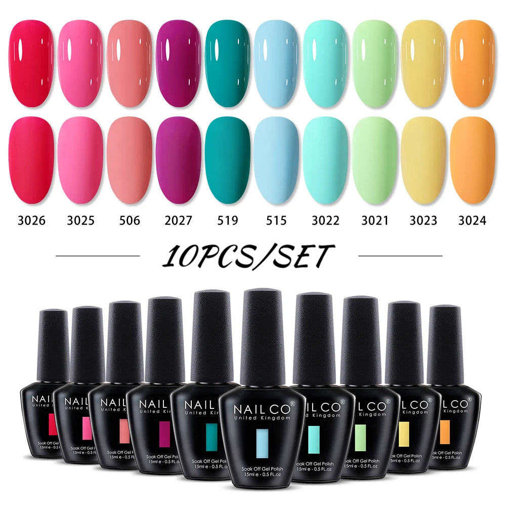 NAILCO 15ml 10/20/30pcs Nail Gel Polish 333 Colors Blue UV&LED Gel Varnish Nude Red Soak Off Semi Permanent UV Nail Gel Varnish