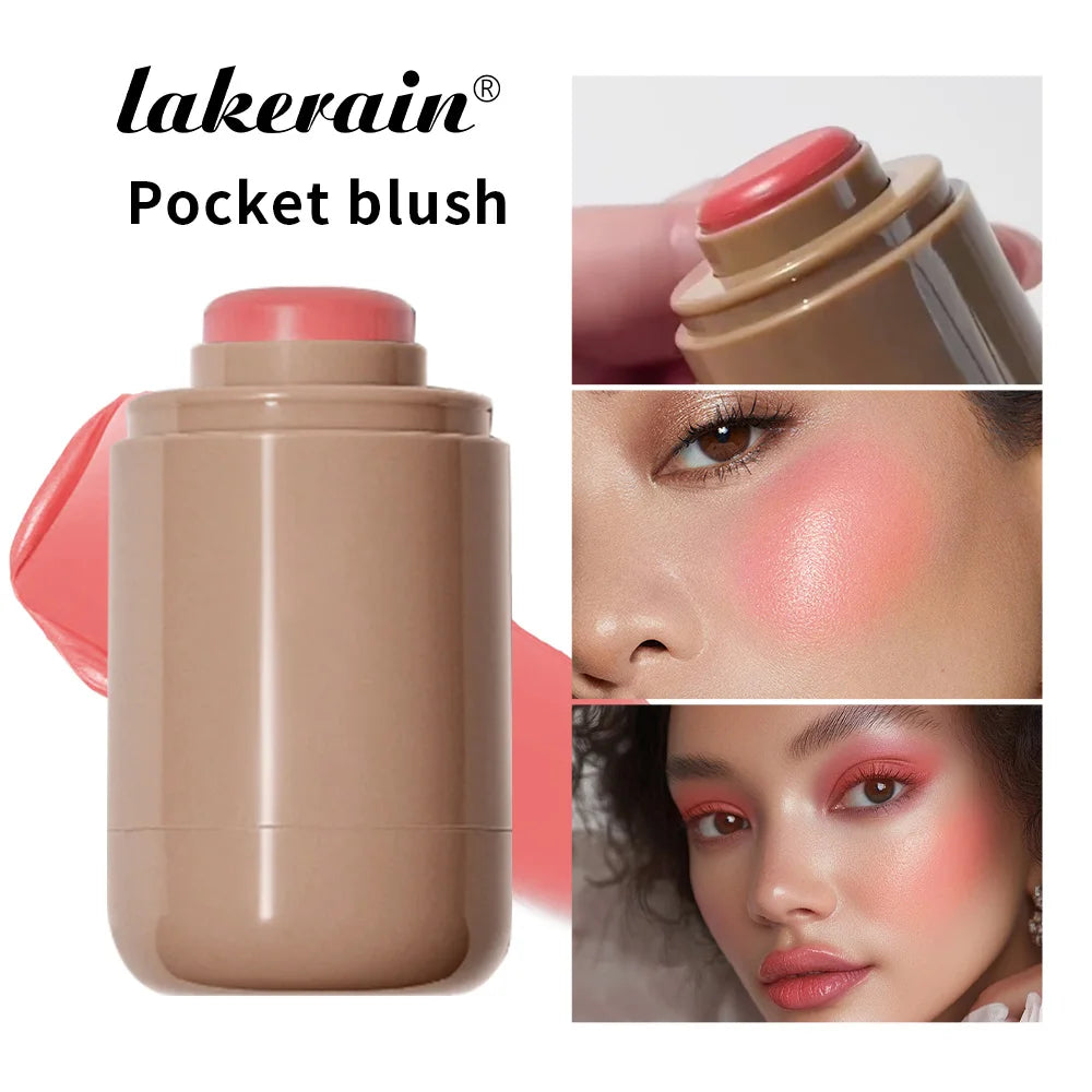Lakerain 3in1 Cheek Lip Tinted Moistured Blush Stick Waterproof Easy Color Rouge Silky Smooth Blusher Cream Matte Contour Makeup