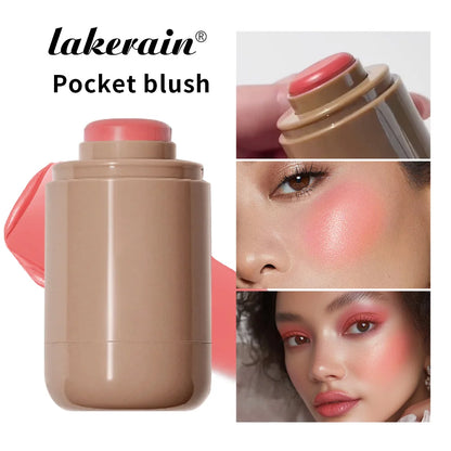 Lakerain 3in1 Cheek Lip Tinted Moistured Blush Stick Waterproof Easy Color Rouge Silky Smooth Blusher Cream Matte Contour Makeup