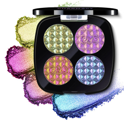 CHARMACY 4 Colors Duochrome Eyeshadow Palette Vegan Shimmer Multichrome Long-lasting Eye Shadow Cosmetic Makeup for Women