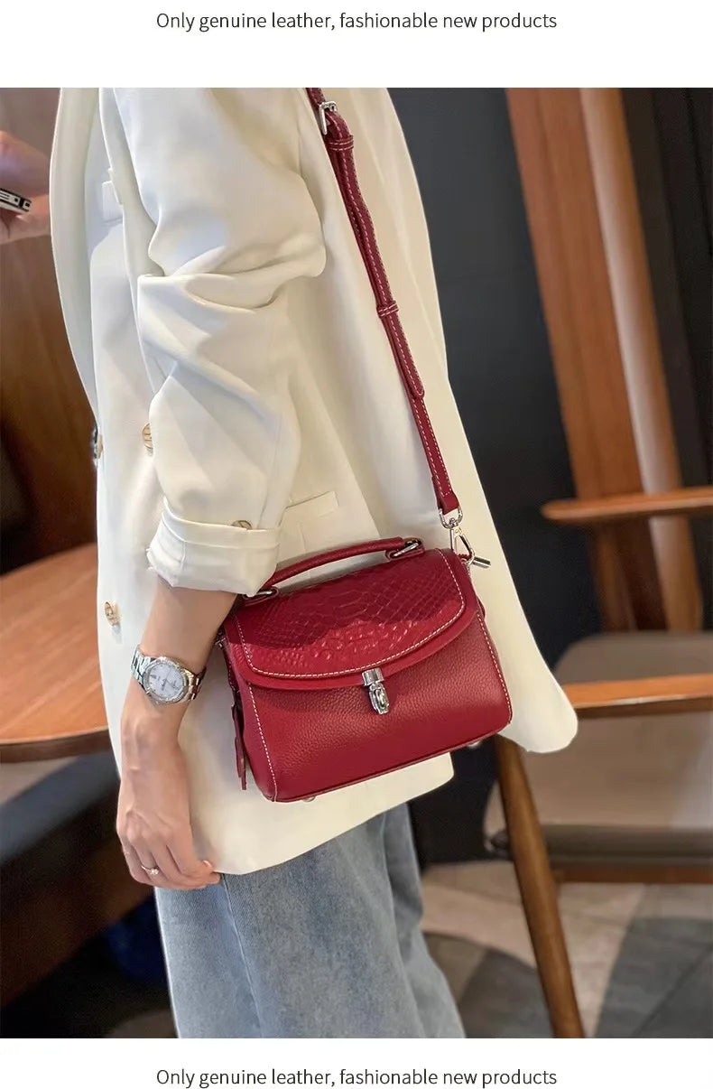Women's Mini Bag Genuine Leather Lady Handbag Female Crocodile Pattern Crossbody Shoulder Bag Fashion Trend Small Flap Messenger