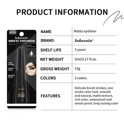Matte Liquid Eyeliner Matte Eyeliner Waterproof and Sweat-Proof Non-Smudge Liquid Eyeliner Smooth Liquid Eyeliner