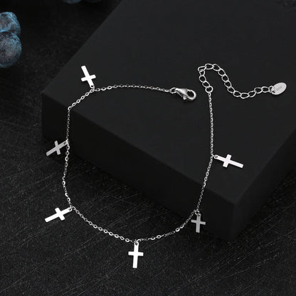 Rinntin Italian Sparkle Mirror Link Chain Anklet Women's 925 Silver Summer Foot Chain Bracelet Fashion Ankle Straps Jewelry SA29