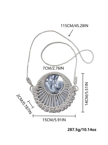 Niche design full diamond shiny small round bag for women 2025 socialite dinner bag casual versatile handbag rhinestone bag
