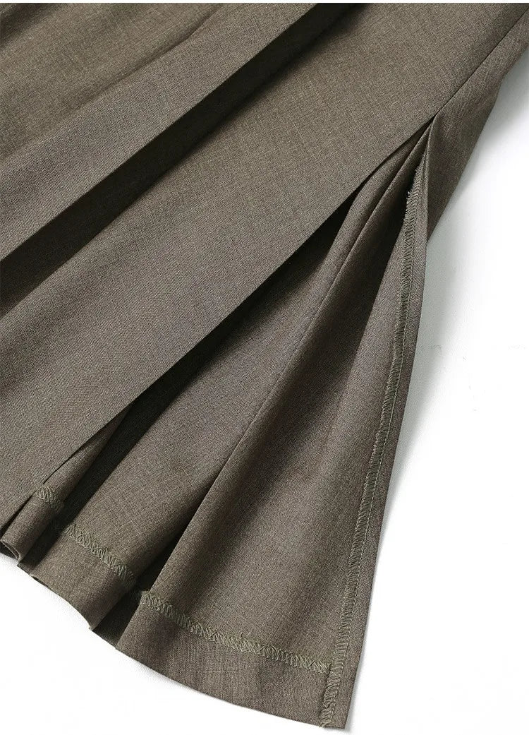 Autumn Suit Skirt for Women, French High-Waisted Pleated Skirt, Slimming, Workwear, College Style Long Skirt