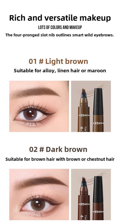 Waterproof Eyebrow Pen, Microblading Eyebrow Pencil With 4 Split Head, Natural Looking Brows Makeup ( 5 Colors)