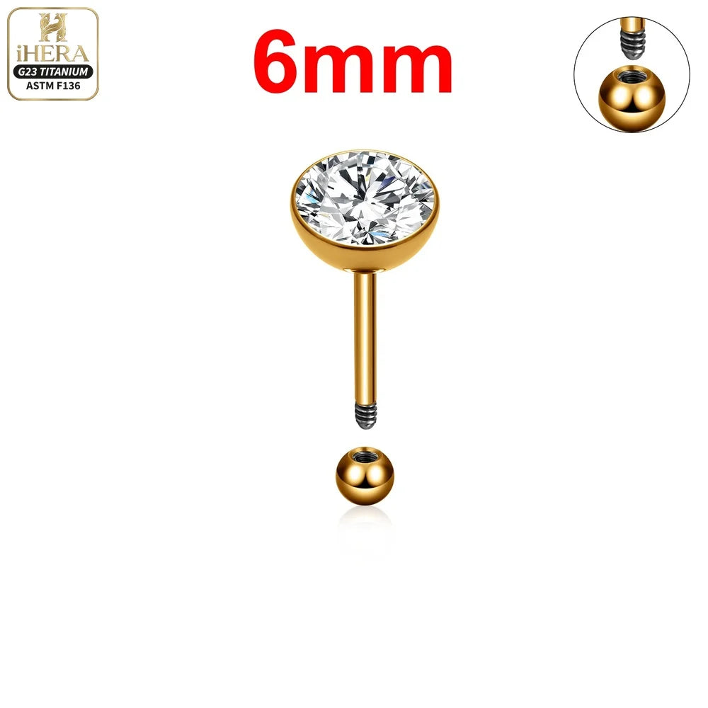 ASTM F136 Titanium Piercing Round Bowl Shaped Screw Labret Earring Set Lip Ring Cartilage Tragus Conch Jewelry Helix Nose Studs